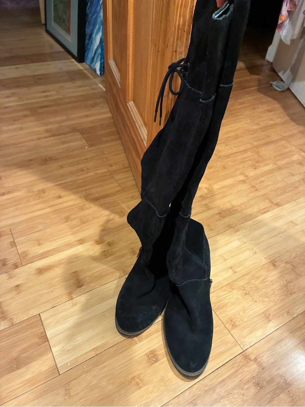Black Suede Knee-High Women’s Boots